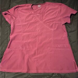 GT Women's V-Neck Short Sleeve Scrub Top - Berry
